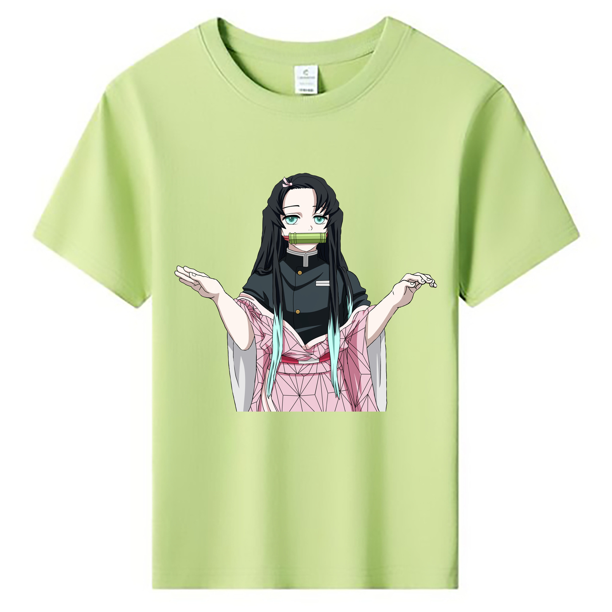 （画像用） 鬼滅の刃（きめつのやいば）竈門 禰󠄀豆子／かまど ねずこ Kamado Nezuko 綿100％キッズTシャツ（フロントプリント）